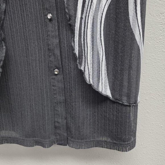 Violet Ruby Shirt Womens Large Sheer Sleeveless Tunic Top Vest Button Black - Picture 3 of 11